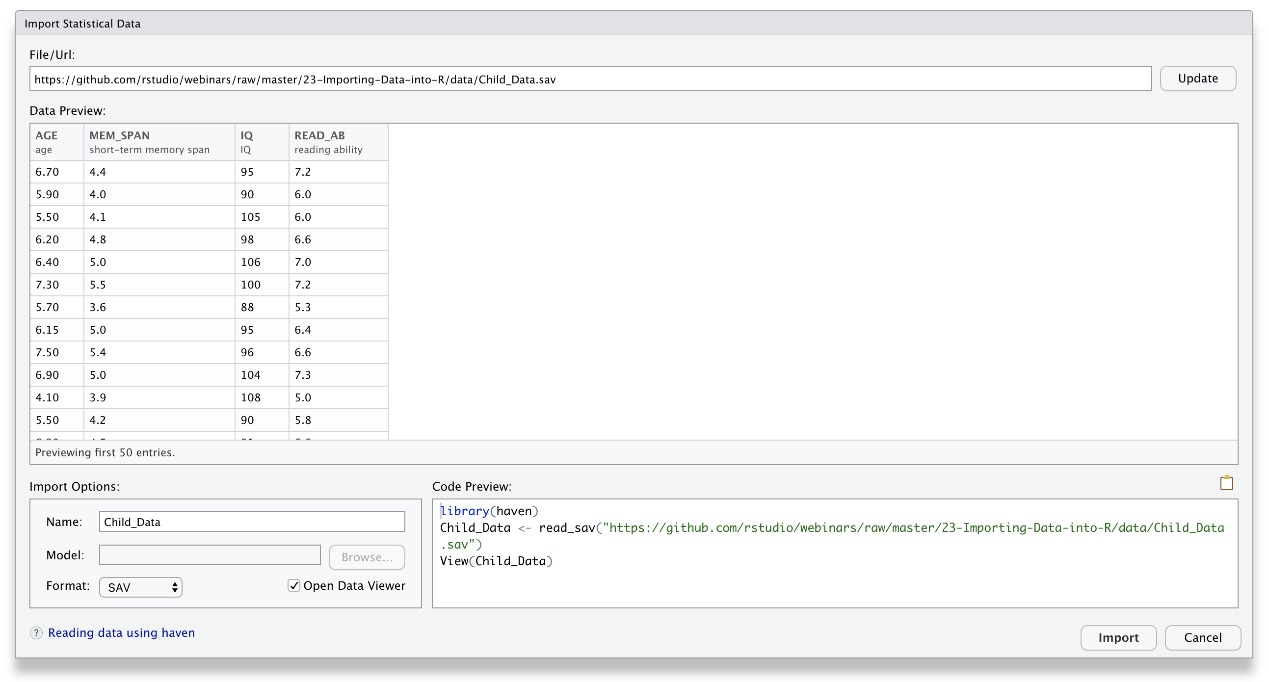 Importing Data with RStudio - RStudio Support